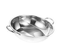 COLLBATH Casserole Hot Pot Acier Inoxydable avec Diviseur Double Compartiment et Poignées Antidérapantes Compatible Induction et Gaz Ustensile de Cuisine pour Réunions et Multiples