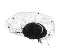 COLLBATH Chapeau Vintage Femme avec Voile Maille Noir Agrémenté de Perles Élégantes Accessoire Léger et Respirant pour Soirée Fête et Mariage