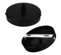 COLLBATH Châssis de Plafond Rond Noir 10 Cm, Socle Plafonnier Métal, Plaque de Montage pour Lampe Suspendue, Compatible Éclairage Mural, Lot de 2 Pièces, Installation Intérieure