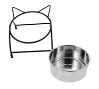 COLLBATH Chat Acier Inoxydable Double Écuelle Antidérapante Design Stable pour Éviter Renversements Accessoire pour Animaux de Compagnie