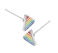 COLLBATH Clous D'oreilles Arc-en-ciel Triangulaires En Acier Inoxydable, Boucles D'oreilles Simples Unisexes, Accessoires Légers Pour Usage Quotidien, Taille Petite