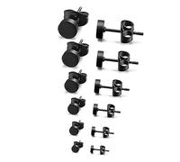 COLLBATH Clous D'oreilles Plats En Pour Hommes 12 Pièces Couleur Noire Unisexe Résistants Corrosion Usage Quotidien