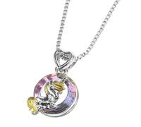 COLLBATH Collier avec Pierre Rose et Pourpre Licorne en Alliage de Zinc Pendentif Design Européen, Cadeau pour Fête de Fin D'année ou Saint-valentin