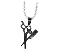 COLLBATH Collier Pendentif Homme Hip-hop Punk Acier Titane Noir Chaîne 55 Cm Accessoire Coiffure Collier De Barbier
