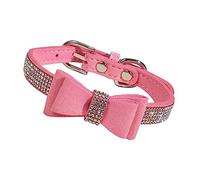COLLBATH Collier pour Chien Robuste avec Strass Et Nœud Taille Réglable pour Colliers De Dressage De Chiens Qui Aboient