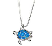 COLLBATH Collier Tortue Marine Pendentif Bleu en Alliage Solide Chaîne de Cou pour Femmes Bijou Décoratif Créatif Adapté aux Présents et Occasions Spéciales