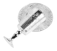 COLLBATH Coupe De Shabbat avec Soucoupe en Métal Robuste, Ensemble De Coupe à Vin Judaïque pour Fêtes Et Cérémonies Juives, Usage Shabbat Et Pessa'h, Set Traditionnel Sacré