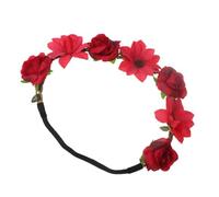 COLLBATH Couronne de Fleurs Rouge Mariage Bandeau Floral Cheveux Mariage Élastique Accessoire Mariée Performance Fête Photoprops
