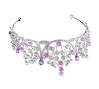 COLLBATH Couronne de Mariage Mariée en Strass Argenté et Violet Accessoire de Cheveux Élégant pour Fêtes Anniversaires et Concours de Beauté Couronne Décorative pour Femmes