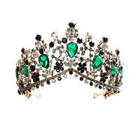 COLLBATH Couronne de Mariée Baroque Vintage Vert et Doré Accessoire Coiffure Mariage pour Femmes Banquets et Fêtes