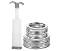 COLLBATH Couvercles De Bocaux Acier Inoxydable Avec Pompe Manuelle Pour Mise Sous Vide Compatibles Avec Bocaux à Large Et Standard Joint Étanche Pour Conservation Longue Durée Des Aliments