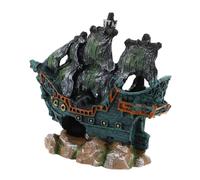 COLLBATH Décoration Aquarium Épave de Bateau Réaliste Résine Cachette Apaisante pour Poissons Accessoire Facile à Installer Ornement Naufrage pour Aquarium