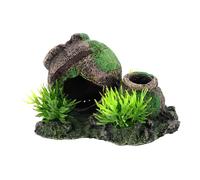 COLLBATH Décoration Aquarium Résine Jarre Cassée Cachette pour Crevettes et Poissons Abri Naturel et pour Bassin et Aquarium