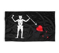 COLLBATH Drapeau Pirate Noir Squelette Blanc et Cœur, Décoration D'halloween Résistante la Décoloration en Polyester pour Fête Extérieure