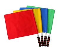 COLLBATH Drapeaux d'Arbitre de Compétition 4 Pièces avec Manche Antidérapant en Polyester pour Événements de Course et Arbitrage, Rouge Jaune Bleu Vert