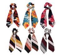 COLLBATH Élastiques pour Cheveux Style Ruban Finition en Tissu Imprimé Lot de 6 pour Tenue de Cheveux Plusieurs styles Lors de Spectacles et Fêtes Costumées Plusieurs styles