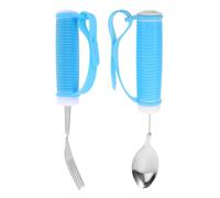 COLLBATH Ensemble 2 Pièces Cuillère et Fourchette Anti-Tremblements pour Personnes Âgées Couverts Adaptés Ergonomiques Manches Antidérapants Vaisselle Rééducation Post-Accident