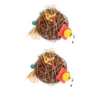 COLLBATH Ensemble De 2 Jouets À Mâcher en Rotin pour Oiseaux Jouets Suspendus pour Perroquets Jouet Décoratif Et Fonctionnel pour Oiseaux