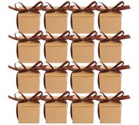 COLLBATH Ensemble De 50 Boîte Cadeau Kraft avec Ruban pour Bonbons et Chocolats Lot de Petites Boîtes Carrées Papier Kraft pour Emballage et Stockage de Friandises pour Mariage et Fête