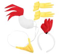 COLLBATH Ensemble de Costume Poussin de Pâques Serrage-Tête Crête de Coq Nez Griffes Queue Accessoires de Déguisement pour Garçon et Cosplay Fêtes
