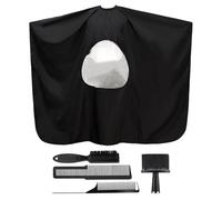 COLLBATH Ensemble d'outils de coupe de cheveux comprenant une cape, une brosse à cou, un peigne, un peigne à queue effilé, brosse à barbe, un tablier de coupe ajustable pour adultes, un
