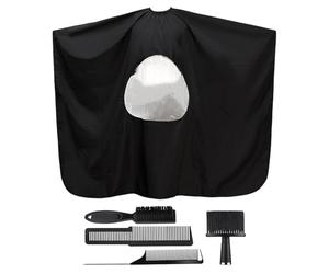 COLLBATH Ensemble d'outils de coupe de cheveux comprenant une cape, une brosse à cou, un peigne, un peigne à queue effilé, brosse à barbe, un tablier de coupe ajustable pour adultes, un
