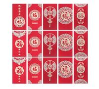 COLLBATH Enveloppes Rouges Chinoises Amulette Fu Doré 24 Pièces en Papier pour Nouvel An Chinois 2025 Mariage et Fête du Printemps - Lot Multicolore 6 Modèles Enveloppes Traditionnelles