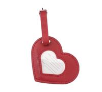 COLLBATH Étiquette Bagage Cuir Pu Rouge Forme De Cœur Accroche Nom Voyage Personnalisé Accessoire Valise Suspendu Design Créatif