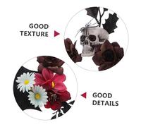 COLLBATH Halloween Headband With Bat Wings And Day Of The Dead Flower Crown Lightweight Halloween Hair Hoop For Costume Parties And Masquerade
