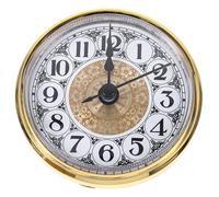 COLLBATH Insert pour horloge à quartz : mini cadran rond à chiffres arabes avec mouvement de rechange - Lunette dorée pour assemblage et réparation artisanale 80 mm/3,15''