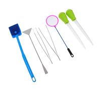 COLLBATH Kit Doutils Daquarium 7 en 1 en Acier Inoxydable avec Pince Filet Et Brosse pour Lentretien De Laquarium Couleur Aléatoire