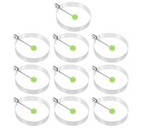COLLBATH Lot de 10 Anneaux à Œufs Ronds en Acier Inoxydable Moules à Œufs pour Friture et Cuisson Diamètre Moyen Accessoires pour Omelettes Ustensiles Cuisine Pratiques pour Petit-déjeuner