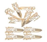 COLLBATH Lot de 10 Bagues Griffes Ajustables en Métal Doré pour Cosplay et Costumes de Reine Antique, Protège-doigts Légères et Confortables, Accessoires Nail Art pour Halloween,