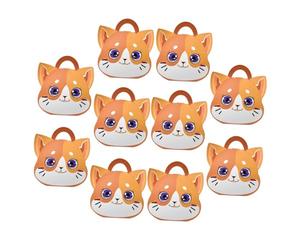 COLLBATH Lot de 10 Boîtes à Dragées en Papier de Chat Poignée Coffrets Présents Pliables Emballages Petits Bonbons pour Mariage Shower et Fête Couleur Naturelle Matériau Carton