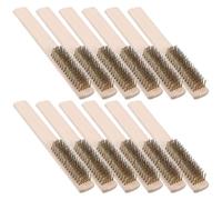 COLLBATH Lot De 12 Brosses Métalliques à Manche En Bois, 6 Rangées x 16 Colonnes De Poils En Fil De Cuivre Plaqué Laiton, Brosse De Nettoyage Et Dépoussiérage Pour Polissage Et Nettoyage Précis