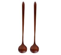 COLLBATH Lot de 2 Cuillères en Bois Naturel Poli à Long Manche 28 CM Cuillères à Soupe pour Mélanger Anti-Brûlure pour Fondues et Soupes Ustensiles Cuisine Pratiques et Hygiéniques