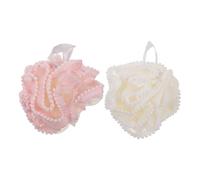 COLLBATH Lot de 2 Éponges Exfoliantes Luffa Naturel, Boules de Bain Grandes Tailles Blanches et Roses, Mousse Riche, Gommage Corporel Doux pour Soins Peau et Bain Couleur Couleur Aléatoire