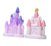 COLLBATH Lot de 2 Mini-Châteaux Décoratifs pour Jardin et Micro-Paysage Ornements Miniatures en Résine Légère Décorations Féériques pour Maison de Fées et Bonsaï Couleur Violet et Blanc