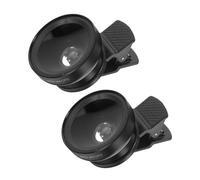COLLBATH Lot de 2 Objectifs pour Smartphone Universels à Clipser Grand Angle et Macro 2-en-1 en Verre Optique Accessoires Photo Portables Noirs pour Photographie de Paysage et Gros Plans