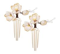 COLLBATH Lot de 2 peignes à cheveux style chinois vintage en métal, style lotus, fourchettes à cheveux style chinois, accessoires pour coiffures traditionnelles