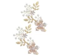 COLLBATH Lot de 2 Pinces à Cheveux Dorées avec Perles de Fleurs et Feuilles Accessoires de Coiffure pour Mariée Légères et Universelles pour Mariage Bal et Occasions Spéciales