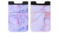 COLLBATH Lot de 2 Pochettes Porte-Cartes Adhésives Marbre pour Téléphone Support Téléphone Portable Multifonction Adhésif Puissant Format Standard Finition Rouge et Violet Accessoire