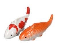 COLLBATH Lot de 2 Poissons Flottants en Céramique Décoratifs Style Chinois Mixte Ornements D’Aquarium Réalistes et Solide pour Décoration de Bassin et Aquarium Non Toxiques Couleur
