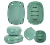 COLLBATH Lot de 2 Porte-savons de Voyage Verts Étanches Couvercle, Boîte à Savonnette Carrée et Rectangulaire, Porte-savonnette pour Salle de Bain et Usage Portable, Accessoire Pratique