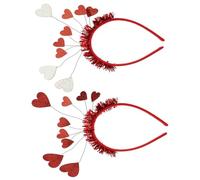 COLLBATH Lot de 2 Serrage-Têtes de Cœur Délicats Saint-Valentin Bandeaux à Cheveux Rouge et Rose Décoration de Fête et Carnaval Accessoires Coiffure pour Anniversaire et Soirée