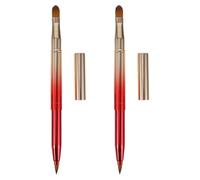 COLLBATH Lot de 2 Sets de Pinceaux de Maquillage Format Voyage à Double Embout Rétractable, Mini Brosses Synthétiques pour Lèvres et Correcteur, Capuchon Anti-poussière, Ensemble