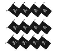 COLLBATH Lot de 25 Paquet à Cordon Pirates Tête de Mort 155X115 CM en Tissu Haute Densité Noir Pochettes à Friandises et Trésors pour Fête D’Halloween Pochette au Trésor Paquet