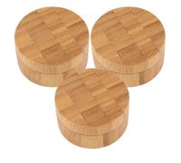 COLLBATH Lot de 3 Boîtes à Poudre Rechargeables en Bambou 30 Ml Tamis Séparateur et Houppette, Trousse de Voyage Compacte pour Maquillage Visage et Corps, Récipient Portable pour