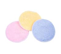 COLLBATH Lot de 3 Disques Démaquillants Ronds Lavables en Mousse Douce Multicolores Jaune, Rose, Bleu pour Femme, Accessoire Cosmétique Visage, Outil Simple de Démaquillage Quotidien