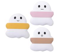 COLLBATH Lot de 3 Houppettes à Maquillage Fantôme Petites Poudre de Maquillage Format Compact Sec et Humide Femme Usage Quotidien et Voyage Couleurs Rose Jaune Marron